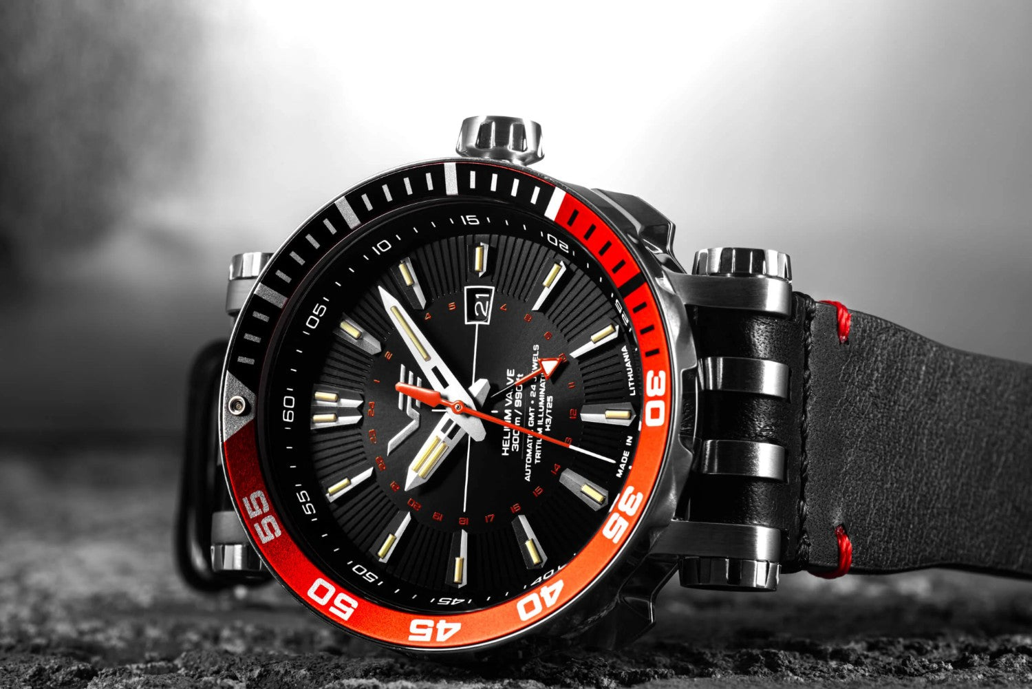 Vostok Europe automatic dive watch with helium valve, tritium markers and 300-meter water resistance