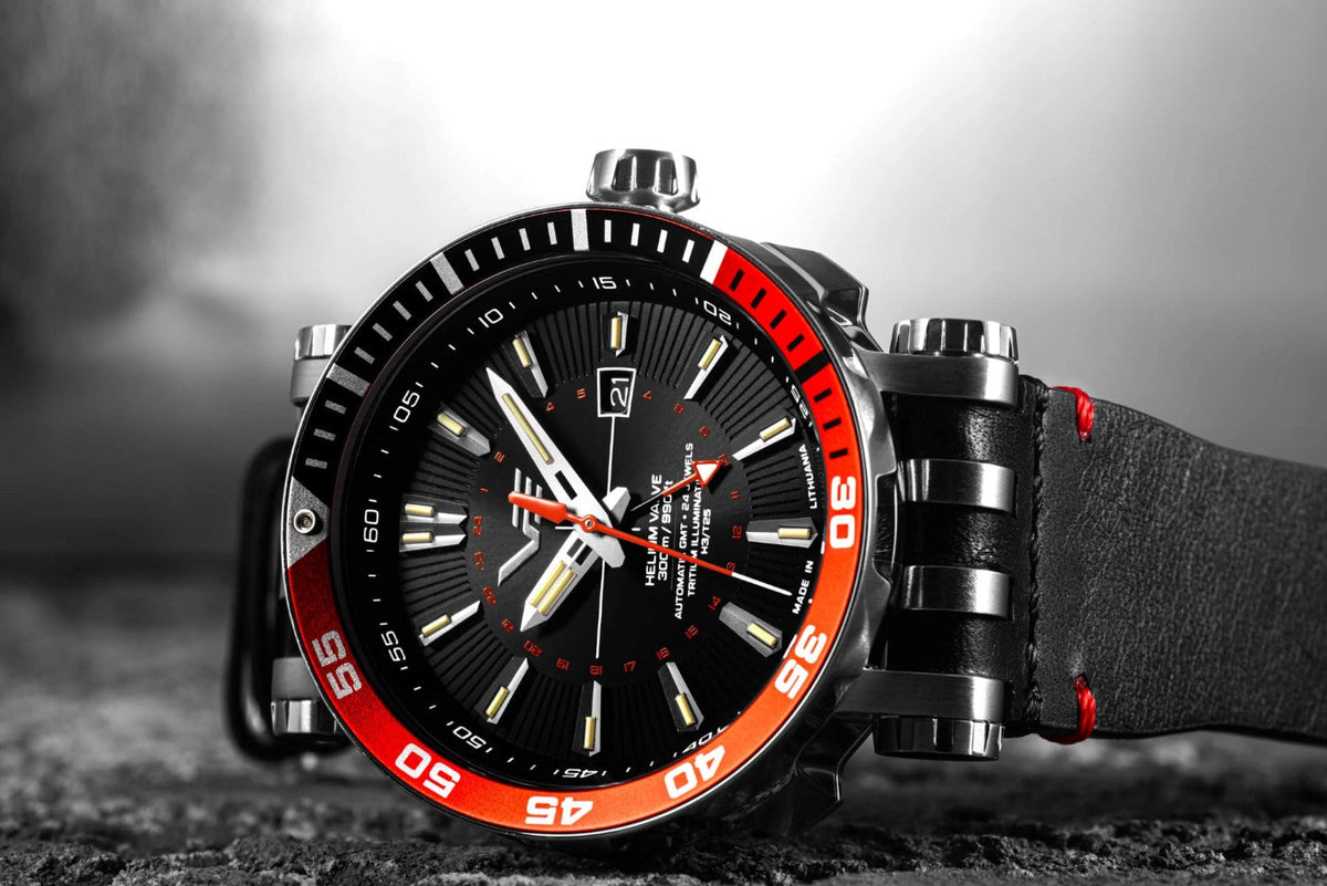 Vostok Europe automatic dive watch with helium valve, tritium markers and 300-meter water resistance