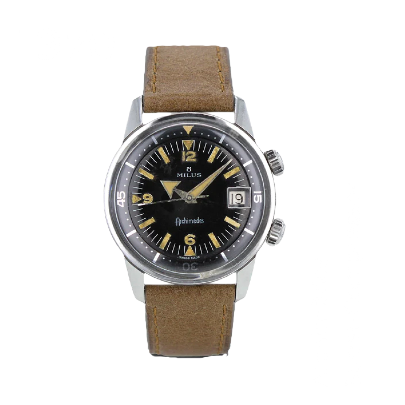 Archimedes by Milus dual crown detail